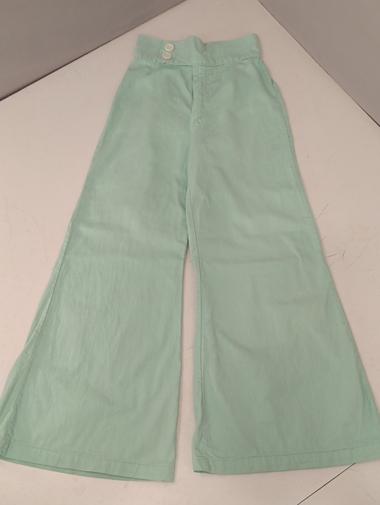 Vintage Pants - Authentic 70s Vintage High Waist Pastel Mint Green Super Wide Leg Pants SeeMeas